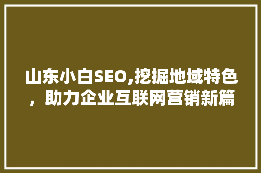山东小白SEO,挖掘地域特色，助力企业互联网营销新篇章