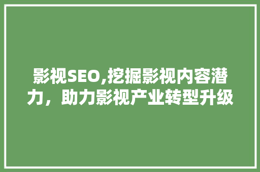 影视SEO,挖掘影视内容潜力，助力影视产业转型升级
