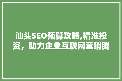 汕头SEO预算攻略,精准投资，助力企业互联网营销腾飞