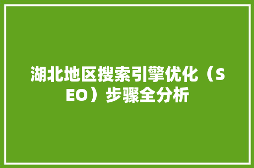 湖北地区搜索引擎优化（SEO）步骤全分析