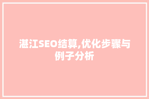 湛江SEO结算,优化步骤与例子分析