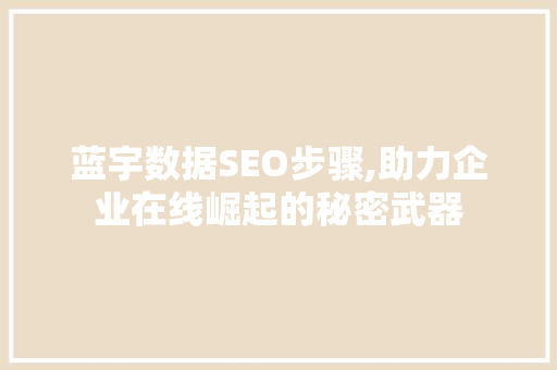 蓝宇数据SEO步骤,助力企业在线崛起的秘密武器