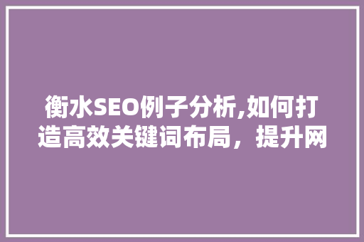 衡水SEO例子分析,如何打造高效关键词布局，提升网站排名