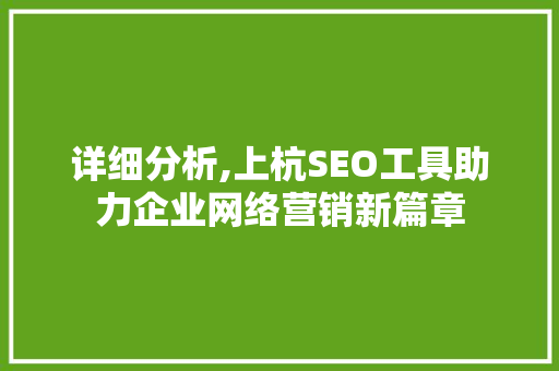 详细分析,上杭SEO工具助力企业网络营销新篇章