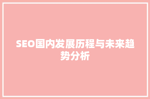 SEO国内发展历程与未来趋势分析