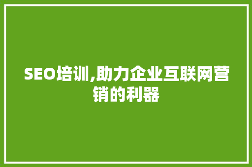 SEO培训,助力企业互联网营销的利器