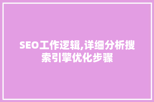 SEO工作逻辑,详细分析搜索引擎优化步骤