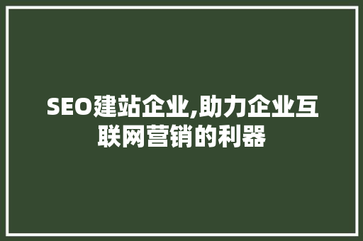 SEO建站企业,助力企业互联网营销的利器