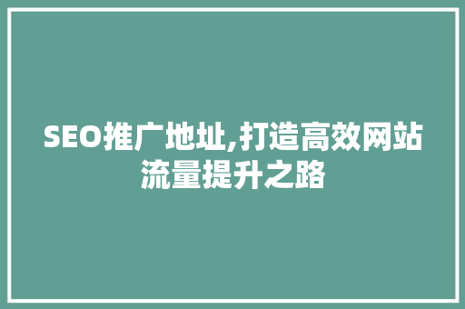 SEO推广地址,打造高效网站流量提升之路