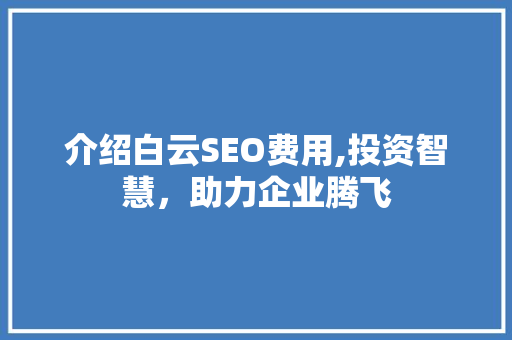 介绍白云SEO费用,投资智慧，助力企业腾飞