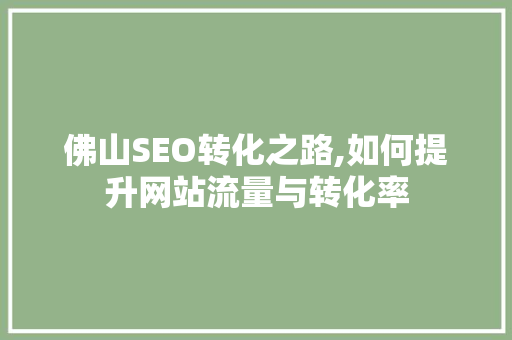 佛山SEO转化之路,如何提升网站流量与转化率