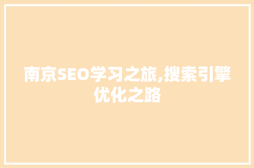 南京SEO学习之旅,搜索引擎优化之路