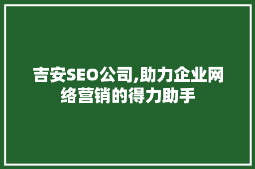 吉安SEO公司,助力企业网络营销的得力助手