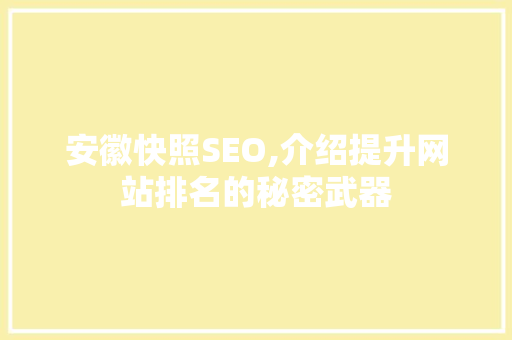 安徽快照SEO,介绍提升网站排名的秘密武器