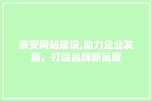 泰安网站建设,助力企业发展，打造品牌新高度