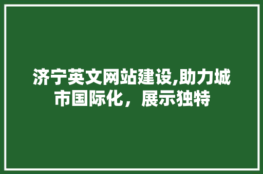 济宁英文网站建设,助力城市国际化，展示独特