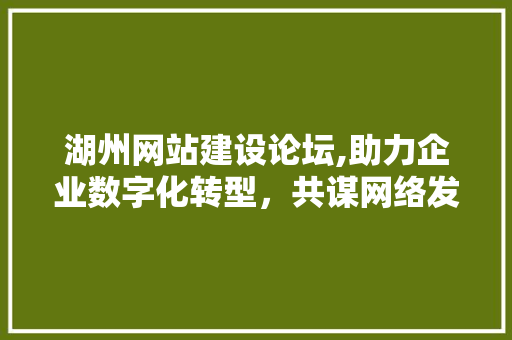 湖州网站建设论坛,助力企业数字化转型，共谋网络发展新篇章