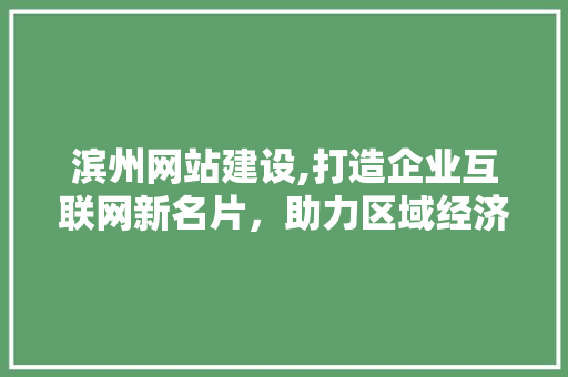 滨州网站建设,打造企业互联网新名片，助力区域经济发展