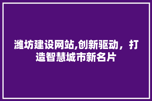 潍坊建设网站,创新驱动，打造智慧城市新名片