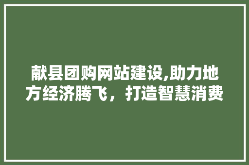 献县团购网站建设,助力地方经济腾飞，打造智慧消费新生态
