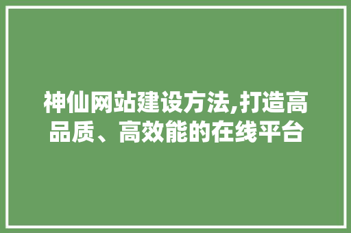 神仙网站建设方法,打造高品质、高效能的在线平台