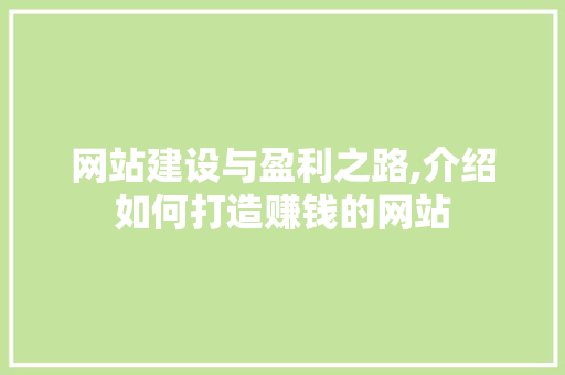 网站建设与盈利之路,介绍如何打造赚钱的网站