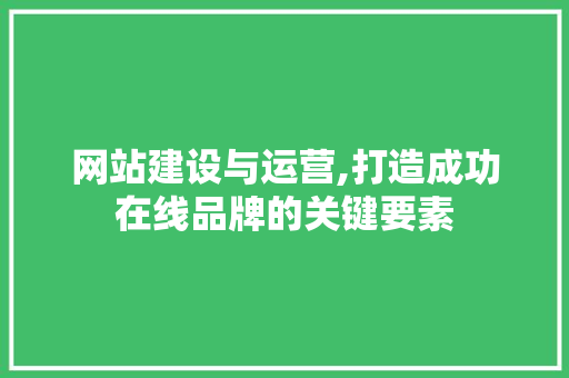网站建设与运营,打造成功在线品牌的关键要素
