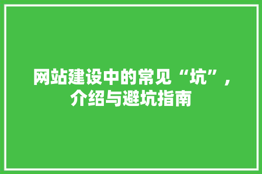 网站建设中的常见“坑”,介绍与避坑指南