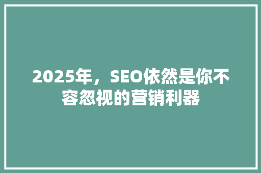 2025年，SEO依然是你不容忽视的营销利器