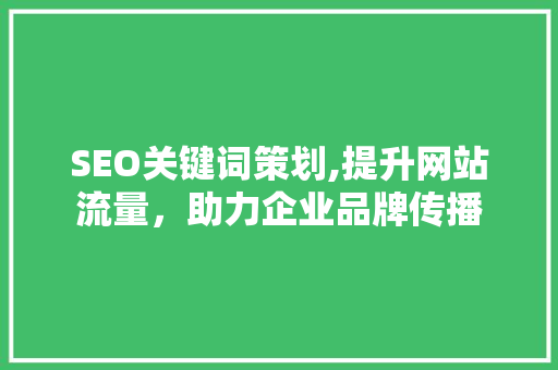 SEO关键词策划,提升网站流量，助力企业品牌传播