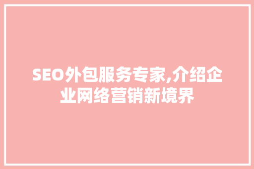 SEO外包服务专家,介绍企业网络营销新境界