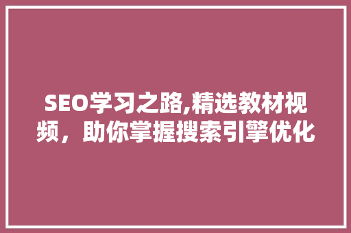 SEO学习之路,精选教材视频，助你掌握搜索引擎优化方法