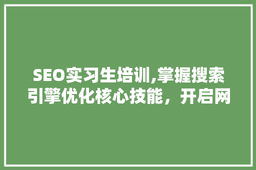 SEO实习生培训,掌握搜索引擎优化核心技能，开启网络营销新篇章