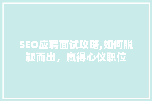 SEO应聘面试攻略,如何脱颖而出，赢得心仪职位