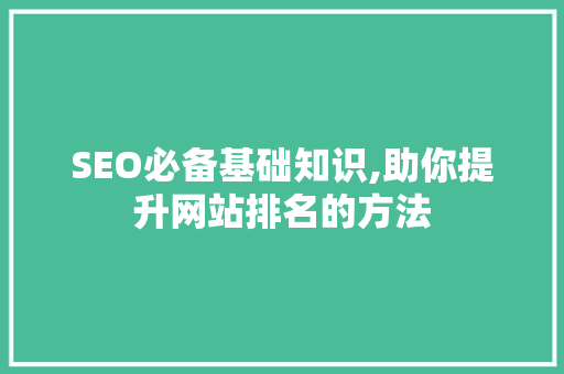 SEO必备基础知识,助你提升网站排名的方法