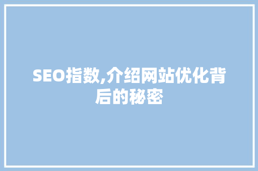 SEO指数,介绍网站优化背后的秘密