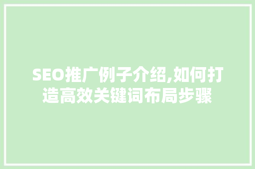 SEO推广例子介绍,如何打造高效关键词布局步骤