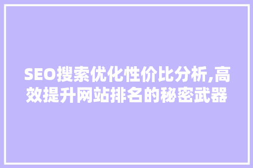 SEO搜索优化性价比分析,高效提升网站排名的秘密武器