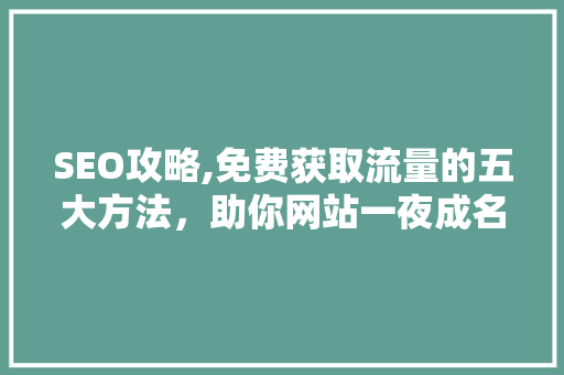 SEO攻略,免费获取流量的五大方法，助你网站一夜成名！