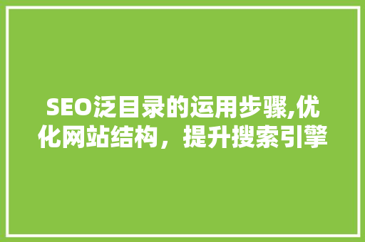 SEO泛目录的运用步骤,优化网站结构，提升搜索引擎排名