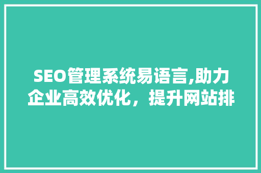 SEO管理系统易语言,助力企业高效优化，提升网站排名