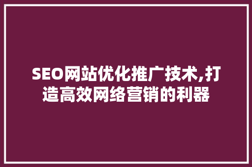 SEO网站优化推广技术,打造高效网络营销的利器