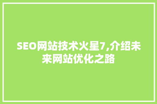 SEO网站技术火星7,介绍未来网站优化之路