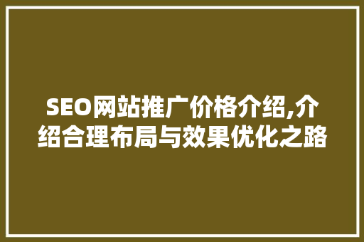SEO网站推广价格介绍,介绍合理布局与效果优化之路