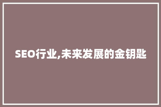 SEO行业,未来发展的金钥匙