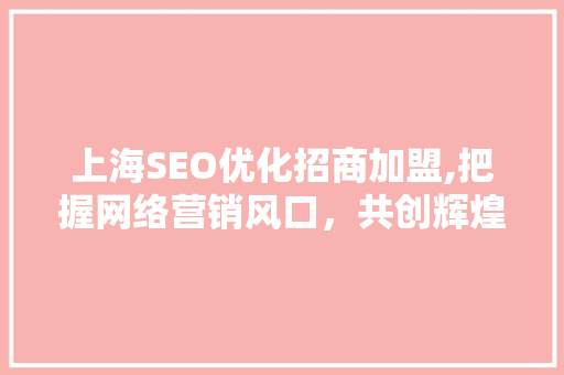 上海SEO优化招商加盟,把握网络营销风口，共创辉煌未来