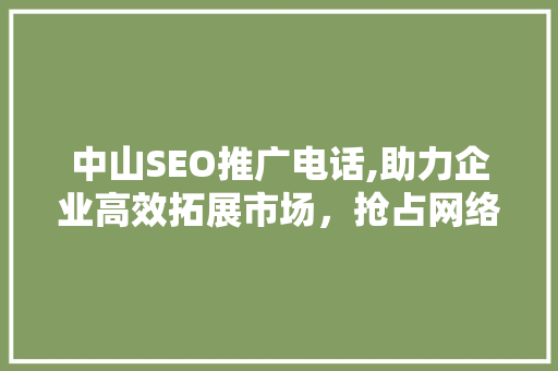 中山SEO推广电话,助力企业高效拓展市场，抢占网络营销制高点