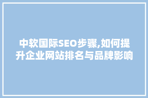 中软国际SEO步骤,如何提升企业网站排名与品牌影响力