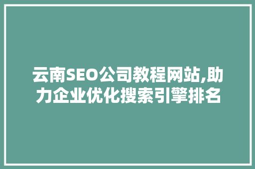 云南SEO公司教程网站,助力企业优化搜索引擎排名