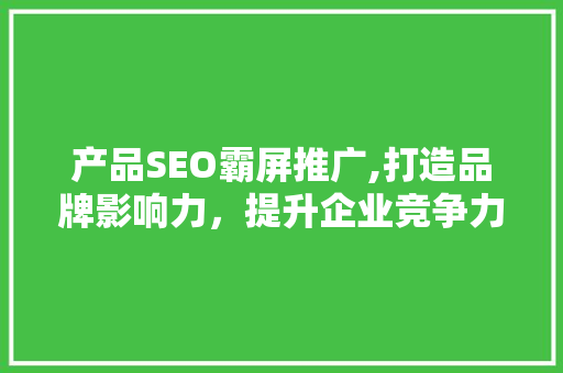 产品SEO霸屏推广,打造品牌影响力，提升企业竞争力